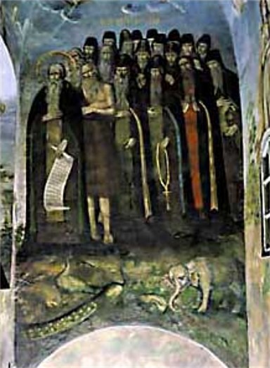 Image - Fresco The Righteous Entering Paradise at the Trinity Church of the Kyivan Cave Monastery (Kyivan Cave Monastery Icon Painting Studio, 1730-40).